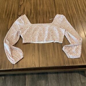 Glamorous square neck fitted crop long sleeve blouse in vintage floral asos  12